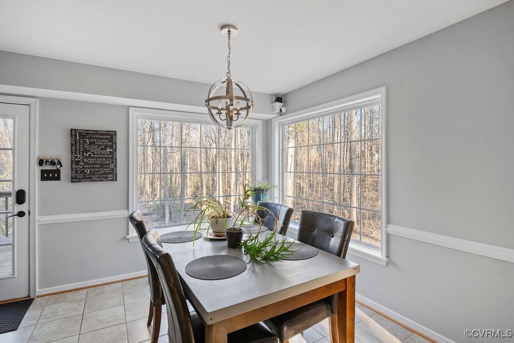 4360 Worsham Road Powhatan, VA 23139 - Photo 9 of 30 Dining space featuring a chandelier and a healthy