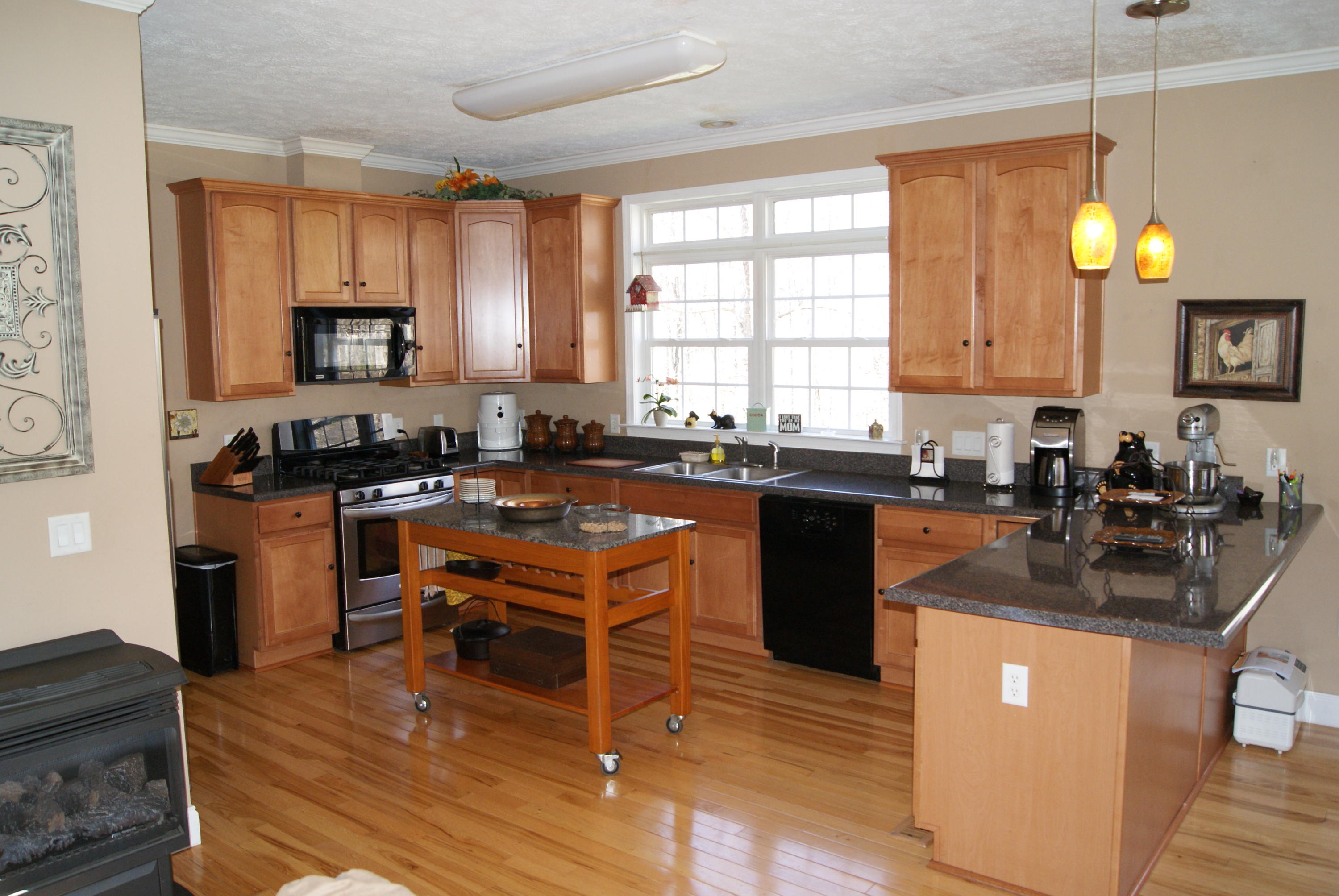 4412 Roaring Run Road Goode, VA 24556 - Photo 4 of 6 a kitchen with stainless steel appliances granite countertop a sink a stove a counter space and cabinets