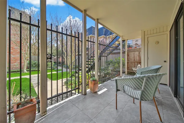 a view of balcony with a swing