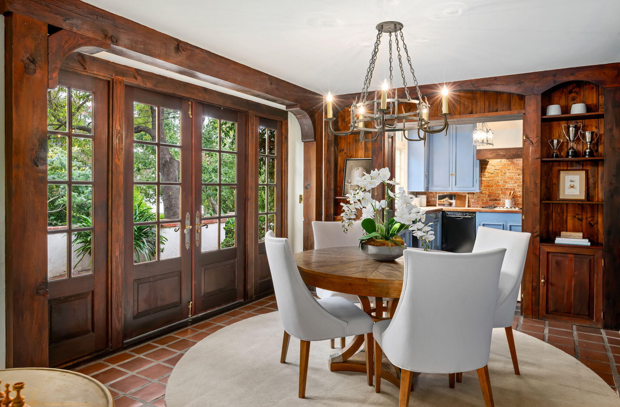 2040 Mission Ridge Road Santa Barbara, CA 93103 - Photo 17 of 38 a dining room with furniture a chandelier and window