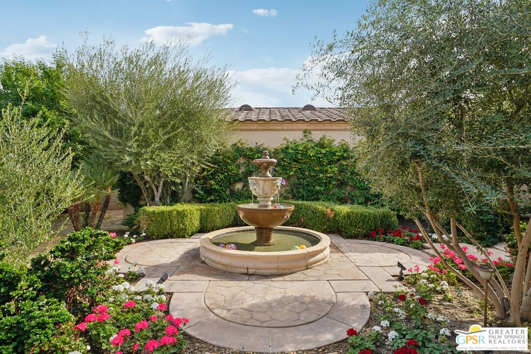 20 Clancy Lane Estates Rancho Mirage, CA 92270 - Photo 5 of 75 a view of a fountain in the backyard of a house