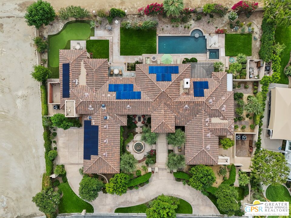20 Clancy Lane Estates Rancho Mirage, CA 92270 - Photo 71 of 75 an aerial view of house with yard swimming pool and outdoor seating