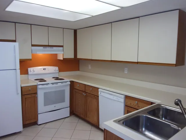 a kitchen with a sink cabinets and utility