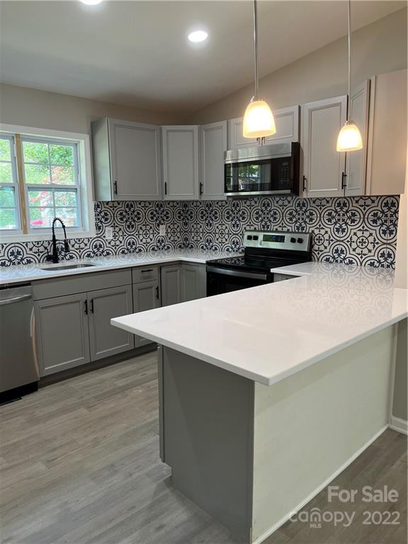 220 Pine Road Mount Holly, NC 28120 - Photo 3 of 20 a kitchen with a stove a sink and a microwave