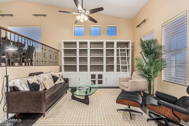 a living room with furniture