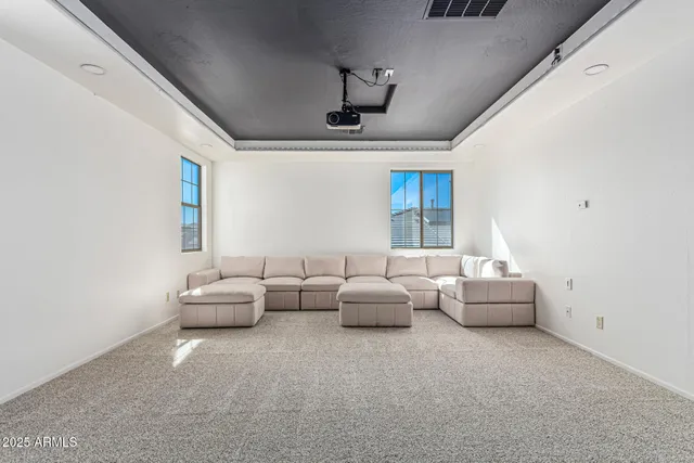 a view of a terrace with living area