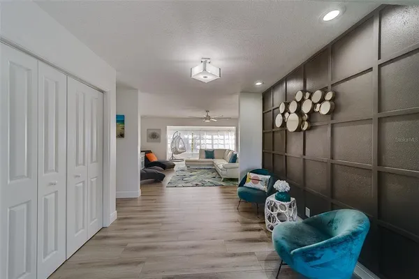 a living room with furniture