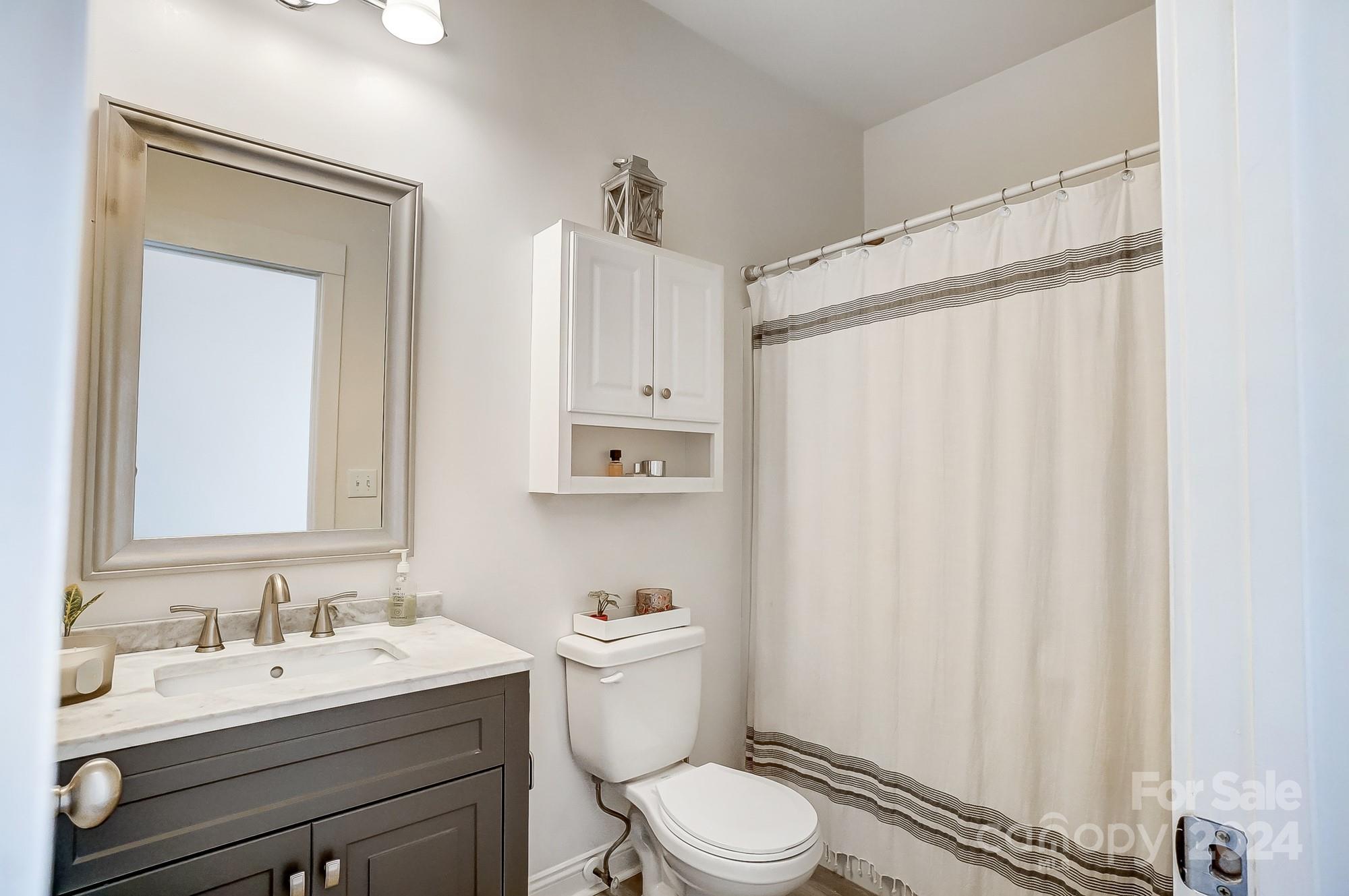 11343 Deer Ridge Lane Charlotte, NC 28277 - Photo 29 of 35 a bathroom with a granite countertop sink toilet a mirror and shower