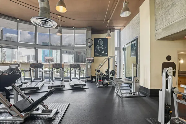 a view of a room with gym equipment