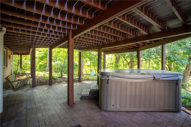 a view of porch with seating space