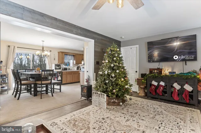 a living room with a couch and a potted plant