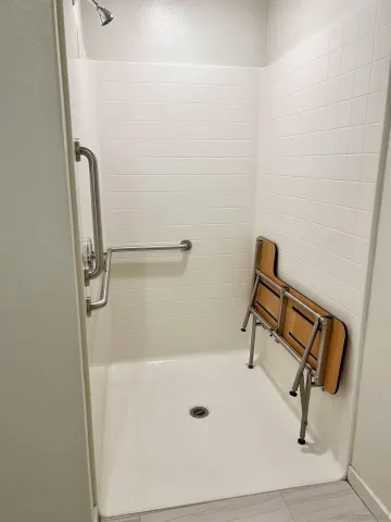 a bathroom with a shower