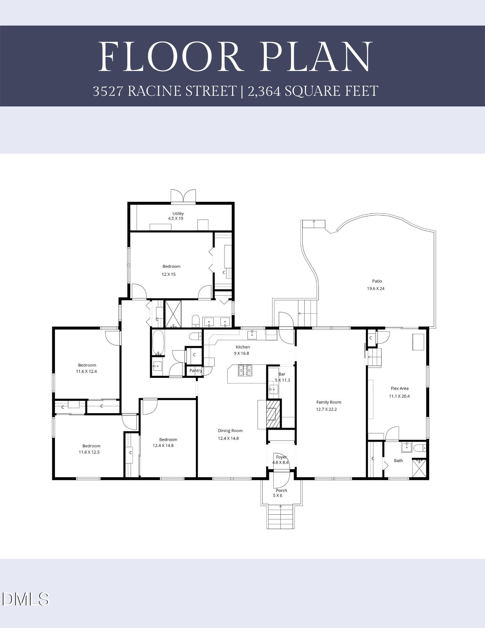 3527 Racine Street Durham, NC 27707 - Photo 34 of 34 Racine Floorplan