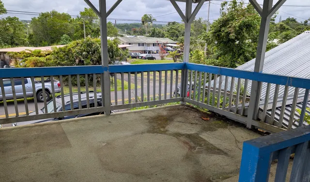 a balcony with street view