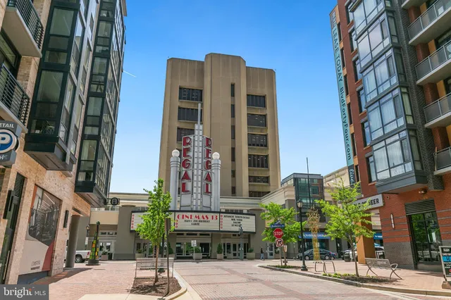 a view of a building and a street