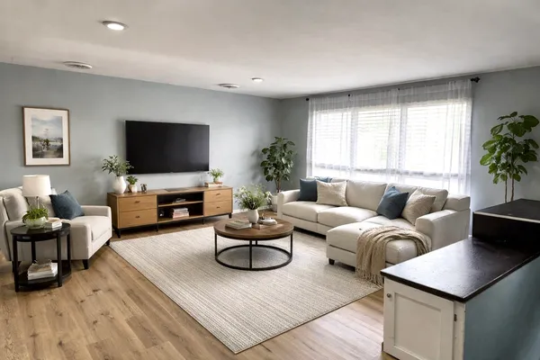 a living room with furniture and a flat screen tv