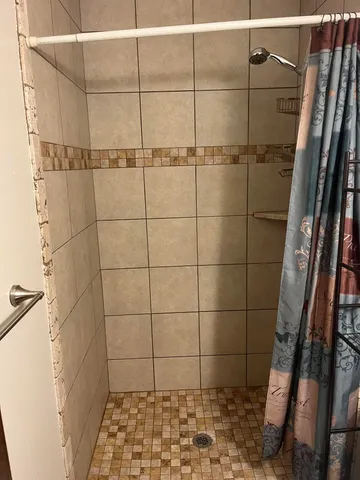 a bathroom with a shower