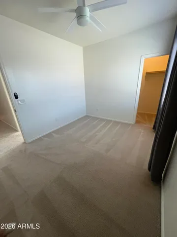 a view of a room with windows