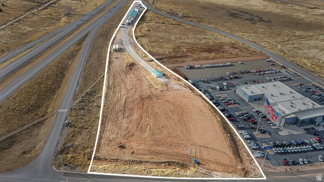 15371 Frontage Road Santaquin, UT 84655 - Photo 14 of 18 Aerial view of property and surrounding area with property boundaries highlighted