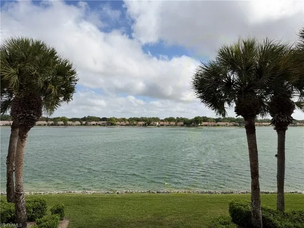 a view of a lake from a yard
