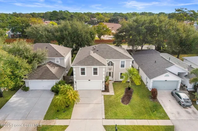 an aerial view of a house