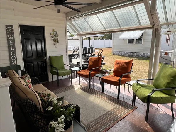 a outdoor living space with furniture