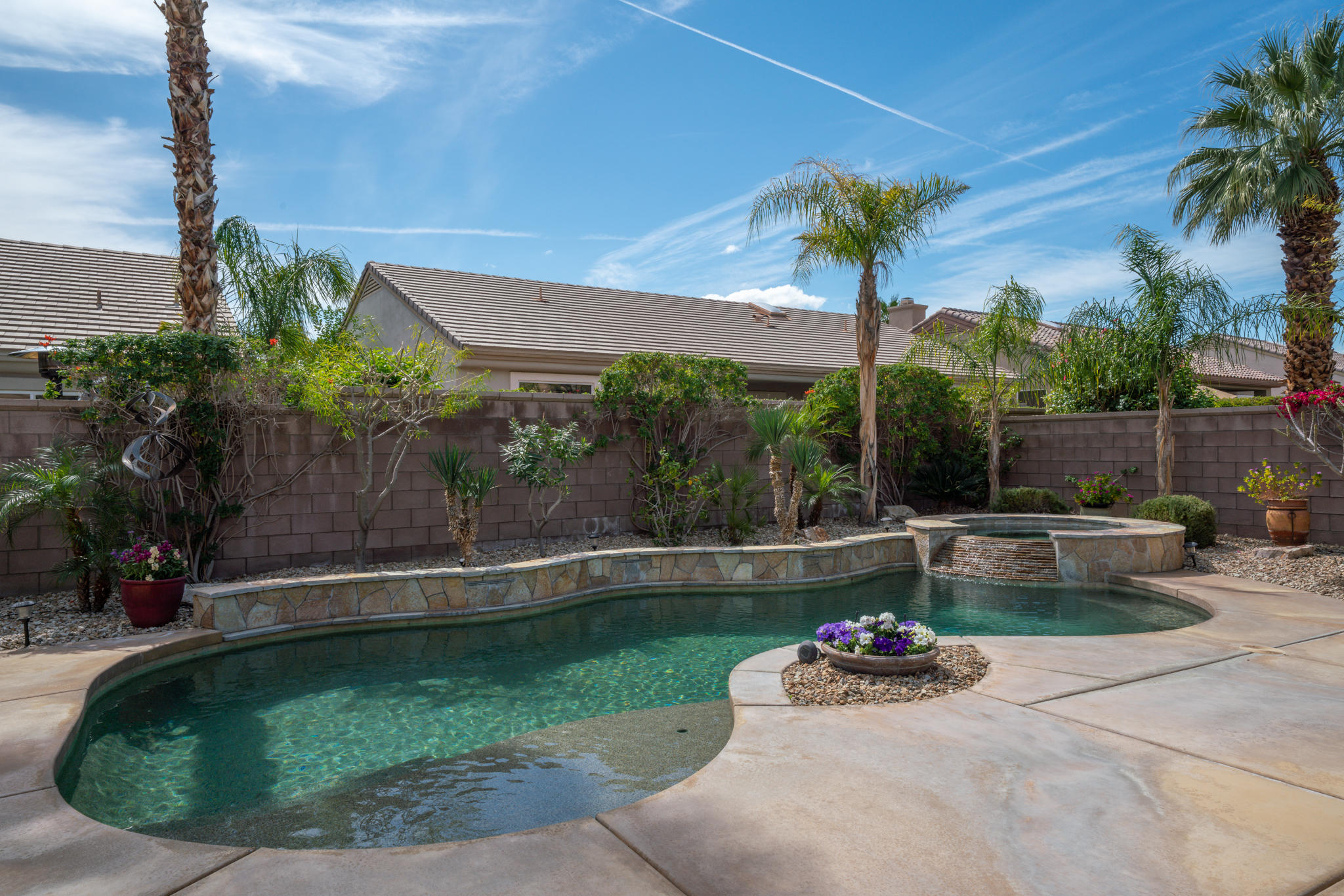 78655 Morning Star Palm Desert, CA 92211 - Photo 2 of 23 a view of a backyard with plants and palm tree