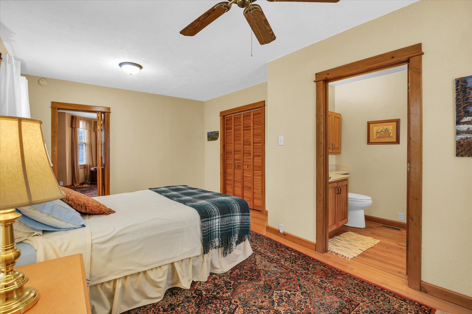 112 North Front Street Sadorus, IL 61872 - Photo 15 of 44 a bedroom with a bed and a view of bathroom
