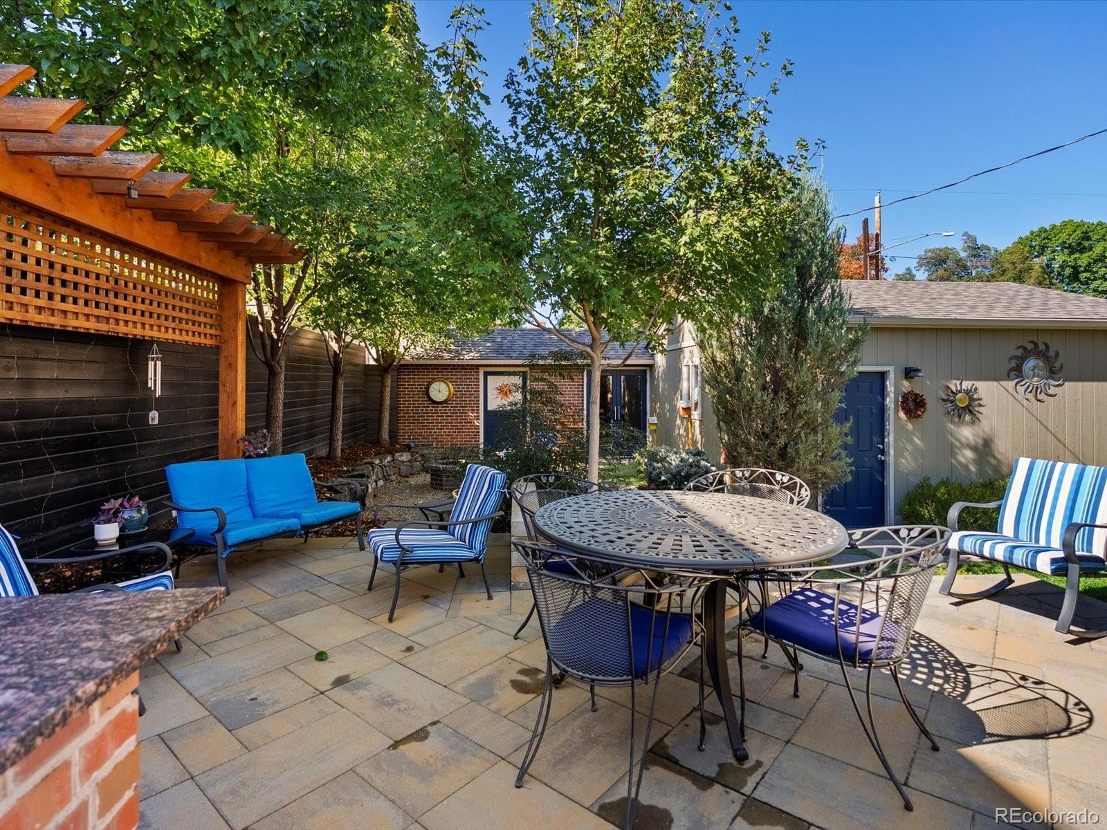 2289 Hudson Street Denver, CO 80207 - Photo 32 of 44 a view of a patio with table and chairs and potted plants