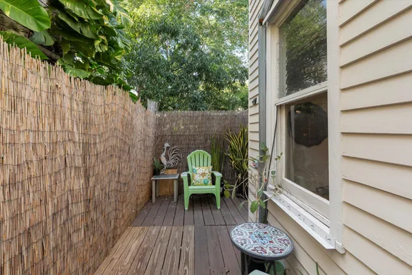 a outdoor view with a seating space