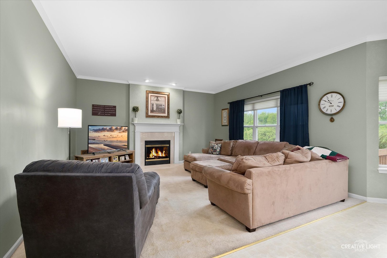 S970 Newton Square Geneva, IL 60134 - Photo 5 of 35 a living room with furniture a fireplace and a flat screen tv