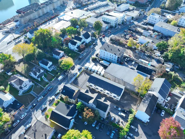 a aerial view of a house with a garden and plants