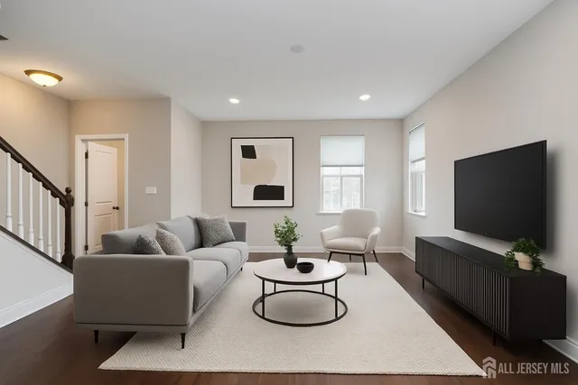 a living room with furniture and a flat screen tv