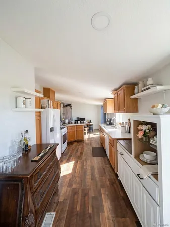 a large kitchen with a lot of counter space