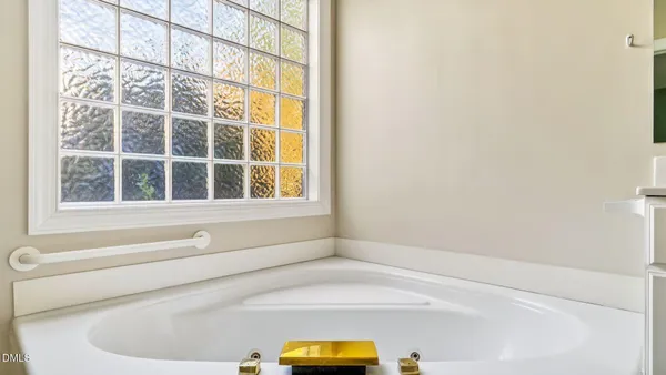 a bathroom with a bathtub