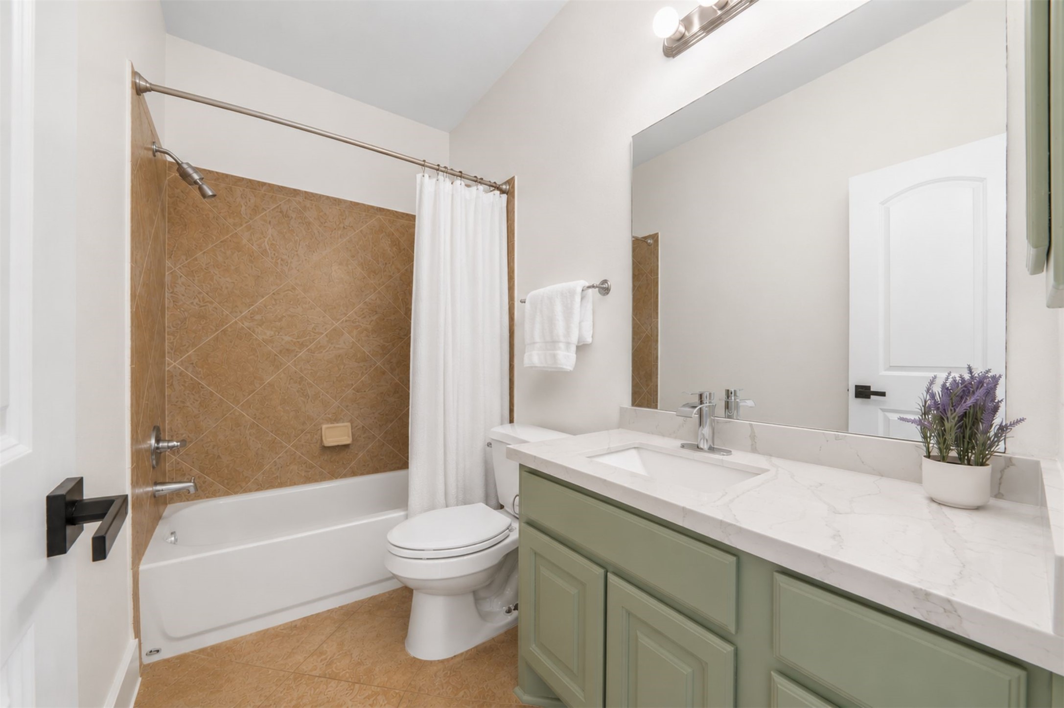 26422 Red Cliff Ridge Katy, TX 77494 - Photo 25 of 40 Upstairs bath features pretty painted cabinets with the same gorgeous quartz counter!