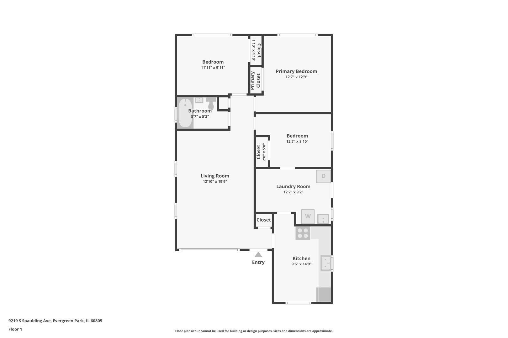 9219 South Spaulding Avenue Evergreen Park, IL 60805 - Photo 23 of 23 a picture of a floor plan