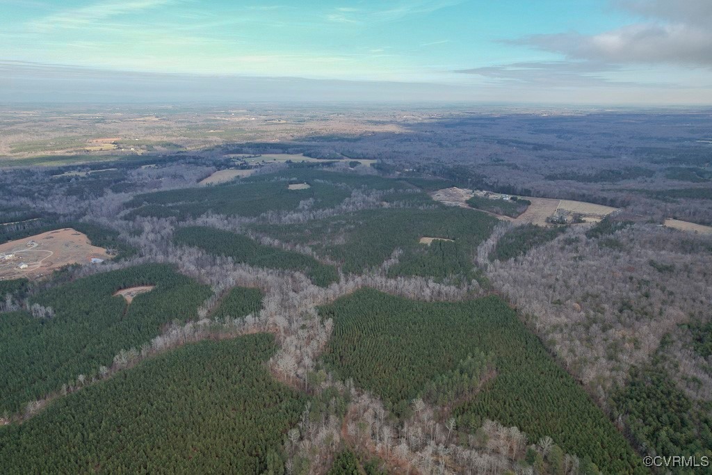 Aerial view of property's location with a heavily