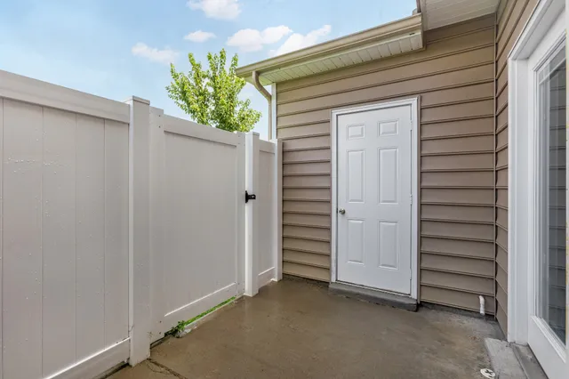 a view of an entryway with a flower pot