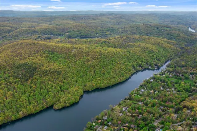 a view of a lake with a mountain