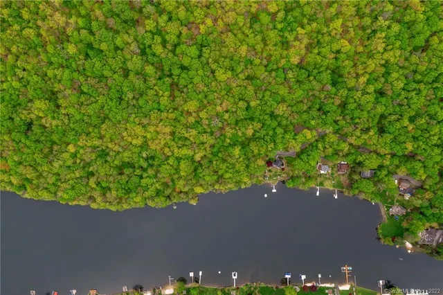 an aerial view of a house