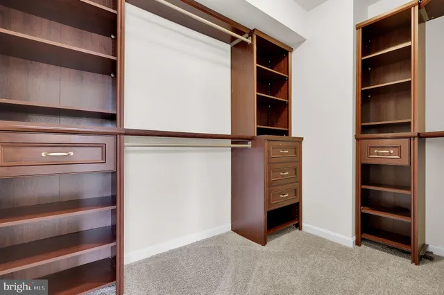 a view of an empty walk in closet