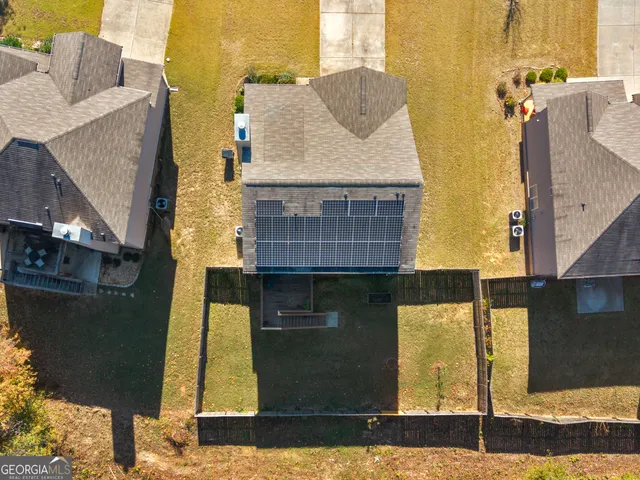 an aerial view of a house