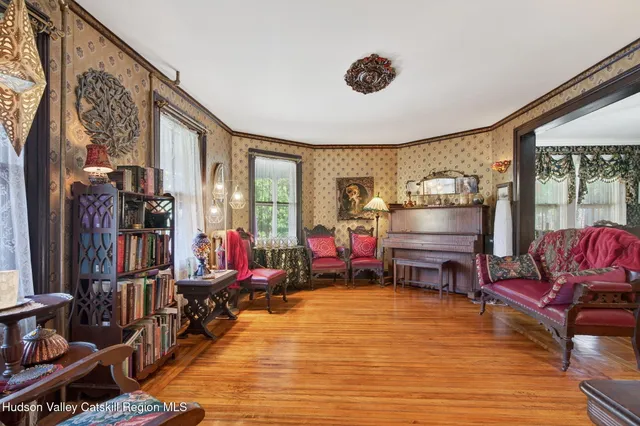 a living room with furniture
