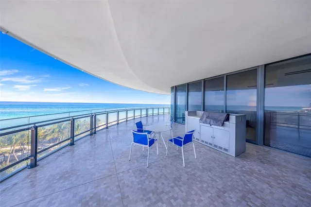 a view of an ocean from a balcony