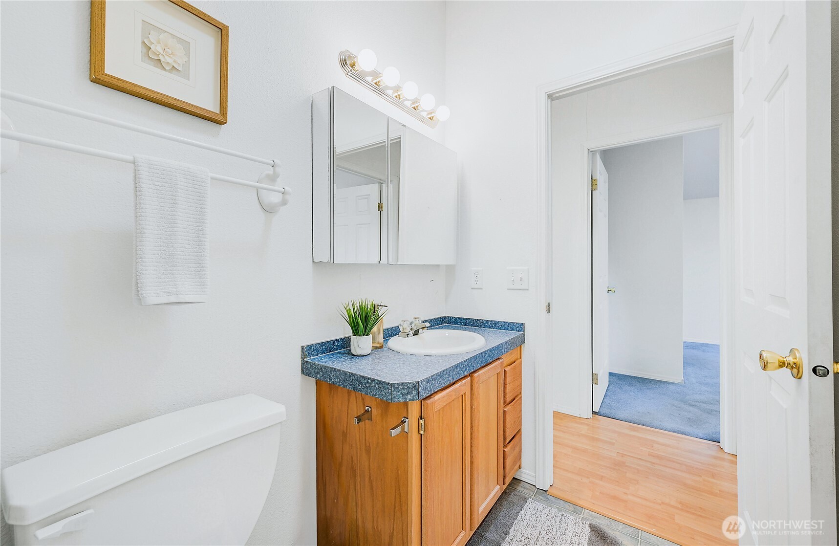 2399 Highland Loop Port Townsend, WA 98368 - Photo 22 of 31 a bathroom with a sink a toilet and a mirror