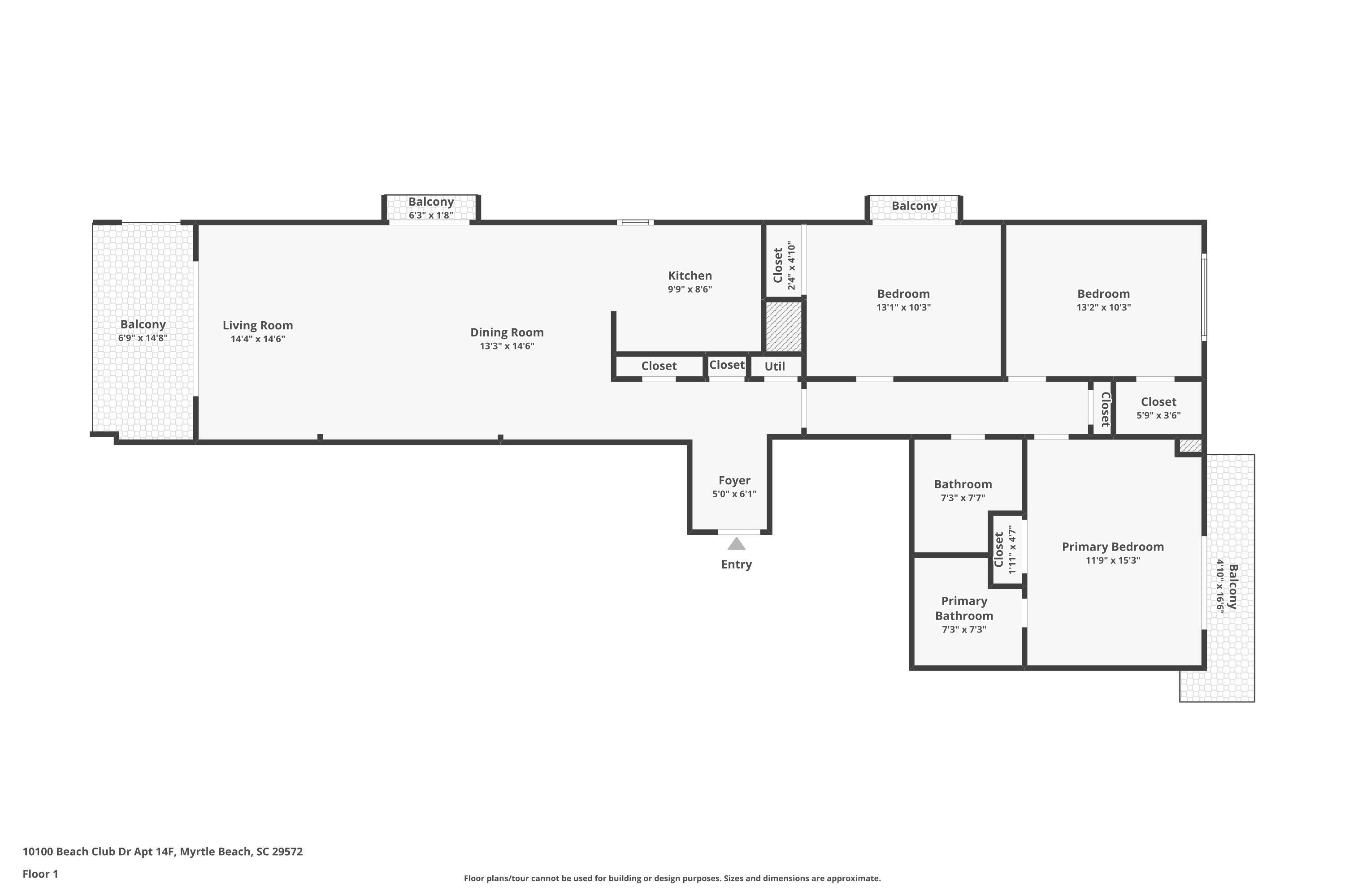 10100 Beach Club Drive, Unit 14F Myrtle Beach, SC 29572 - Photo 40 of 40 View of floor plan / room layout