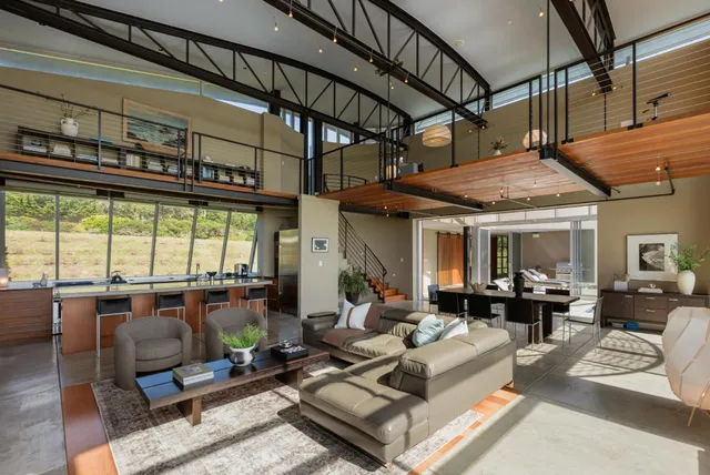 a view of balcony with furniture