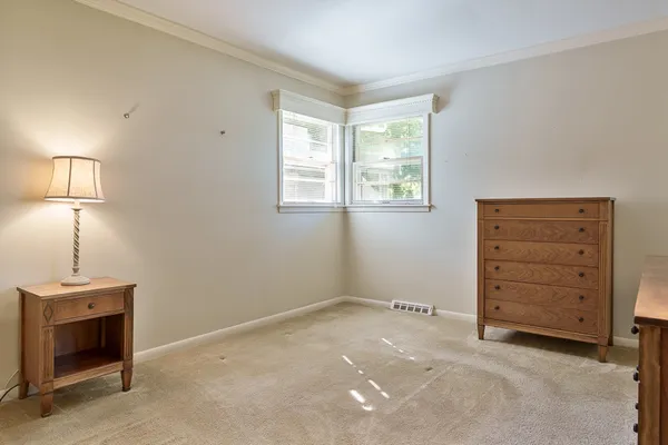 a living room with closet