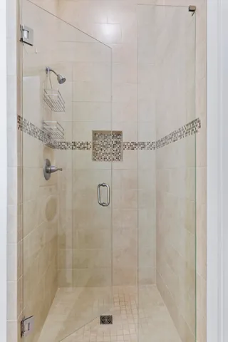 a bathroom with a shower